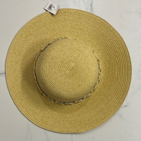 NWT Womans Wide Brim Beach Straw Hat - Picture 2 of 5